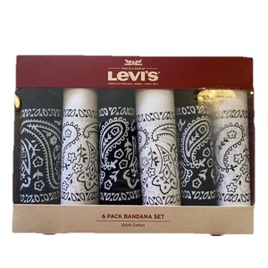 Levi's 6er Pack Bandana Set Schwarz & Weiß Baumwolle Paisley NEU - Bild 1 von 4