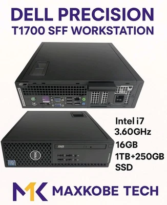 Dell Precision T1700 SFF Workstation i7 3.60GHz 16GB 1TB+250GB SSD  Win11P - Image 1 of 4