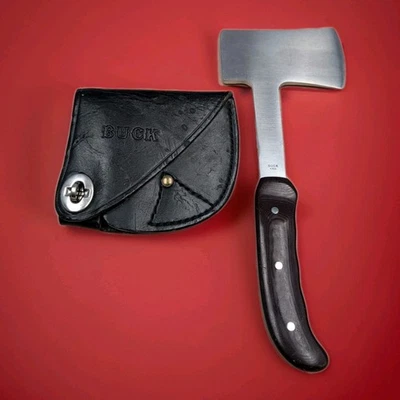 复古 Buck 106 斧头 - 美国制造带皮革鞘 — 第 1/4 张图片