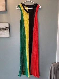 One Size Fits Most Knit Swim Cover Up For Women Jamacain Colors Vacation Wear - Picture 1 of 6