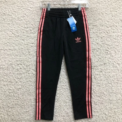 NUEVO Pantalones de Pista Adidas Pequeños Juveniles Negros J Broches Tres Rayas Cónicos Niñas S Foto 1 de 4