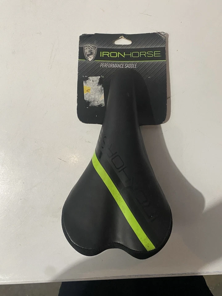 NEW Ironhorse Road Mountain Bike Saddle Seat Black w/Lime Green stripe - Image 1 of 4