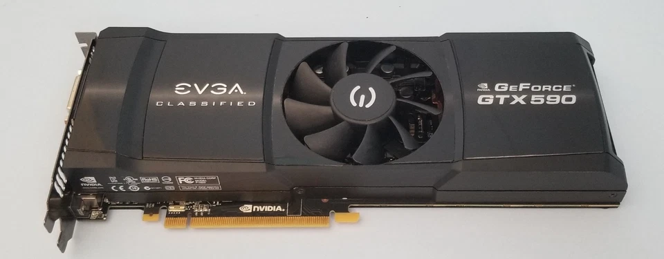 EVGA NVIDIA GEFORCE GTX 590 CLASSIFIED 03G-P3-1596-AR 3 GB VIDEO CARD - Image 1 of 3