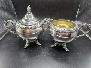 Rogers & Bro Exquisite Silver Plate Creamer Sugar Bowl Set 4603 4604 Vtg - Picture 1 of 13