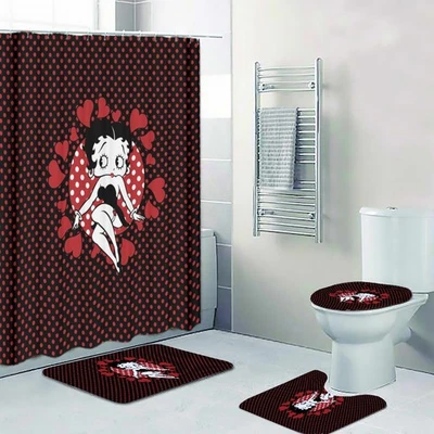 ¡Nuevo! Betty Boop Impresión de Lunares Cortina de Ducha Baño Matemáticas Inodoro Tapa Cubierta Alfombra Foto 1 de 4