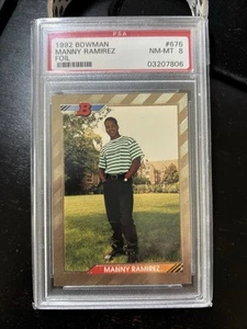 1992 BOWMAN FOIL MANNY RAMIREZ #676 PSA 8 AL - Picture 1 of 1