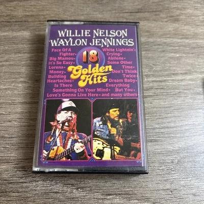 Willie Nelson, Waylon Jennings ‎"18 Golden Hits" Cassette Tape (eg) - Image 1 of 4