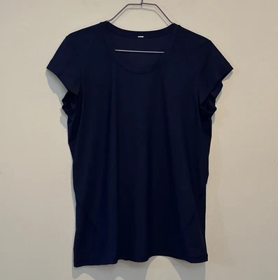 Lululemon Shirt Women's 10 Sunaway Runaway Short Sleeve Hero Blue Stretch UPF - Image 1 of 4