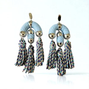 Pendientes Kendra Scott Masie Boho Cuelgantes Borla Distintivos Azul Rodio Plata - Imagen 1 de 10