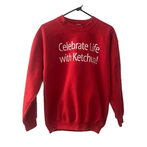 Celebrate Life with Ketchup Lover Sweatshirt, Unisex LG/MD, Red White, Vintage - Picture 1 of 7