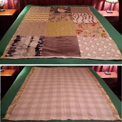 Patchwork Quilt Throw Blanket Cover 60x79 Floral Yellow Gray Hand Tied OOAK NEW - Image 1 of 4