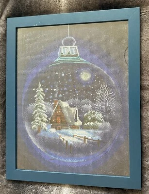 Obra de arte de diamantes enmarcada - Cabaña de invierno con adorno - Mosaico hecho a mano hágalo usted mismo. Nuevo. Foto 1 de 4