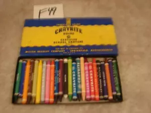 F49 VINTAGE MILTON BRADLEY CRAYRITE CERTIFIED SCHOOL CRAYONS 8024-S 24 COLORS - Picture 1 of 1