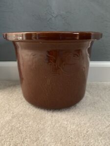 Vintage Farberware Brown Ceramic Insert Slow Cooker 4 Quart Vegetables Design