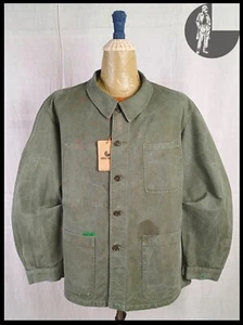 1960s French Army Green Canvas Work Jacket - Picture 1 of 18
