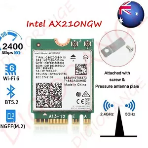 Dual Band Intel AX210 Wireless AX210NGW 2.4Gbps 802.11AX Wireless Wi-Fi 6 Card - Picture 1 of 7