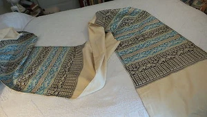 Antiguo Corredor de Algodón Tejido, 17" de Ancho, 104" de Largo, Negro, Turquesa, Verde, Pájaro - Imagen 1 de 1