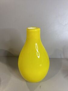 Hand Blown Art Glass Yellow Overlay Teardrop Vase