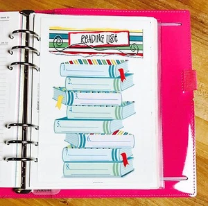 Book Reading List Two Sided Dashboard for use with Filofax A5 - Picture 1 of 2