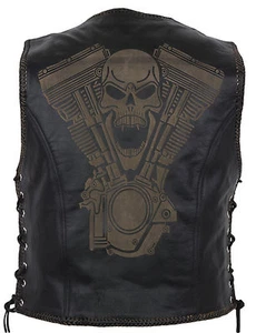 Chaleco de cuero chaleco de cuero chaleco de club motociclista chaleco de rock helicóptero estampado hombre - Imagen 1 de 5