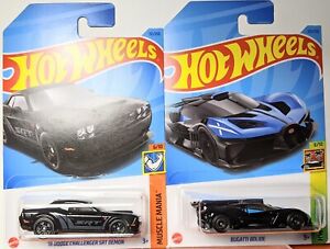 Hot Wheels 18 Dodge Challenger SRT Demon Muscle Mania & Bugatti Bolide Exotics 