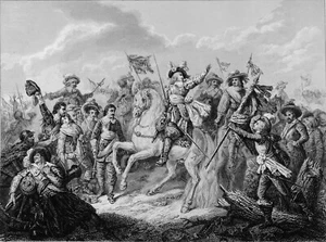 ROCROI: LE GRAND CONDÉ recevant la REDDITION des ESPAGNOL -Gravure 19e (Schnetz) - Imagen 1 de 2