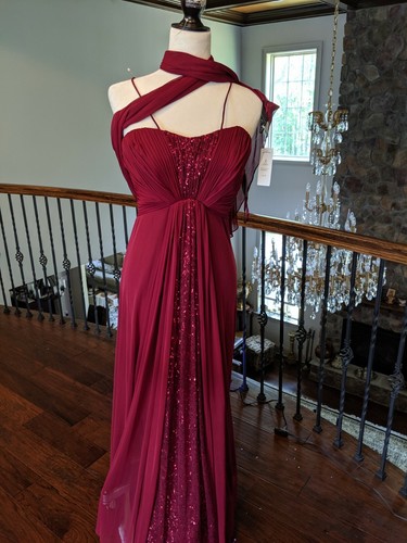 Abito da ballo Alex Evenings~rosso vino~taglia 6 abito San Valentino abito da cocktail nuovo