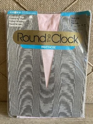 1980’s Round the Clock Control Top Pantyhose Size A PINK LADY Style 470 Made USA - Image 1 of 4