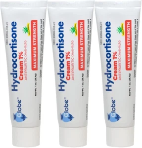 (3 Pack) Globe Hydrocortisone Maximum Strength Cream 1% W/Aloe, Anti-Itch Cream - Picture 1 of 11