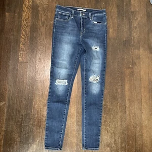 Levi's Damen Jeans 28 720 High Rise Super Skinny Distressed Stretch Denim Blau - Bild 1 von 10