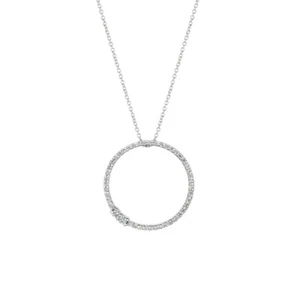 0.50 Carat Natural Diamond Circle Necklace 14K White Gold G-H SI 18'' - Picture 1 of 1