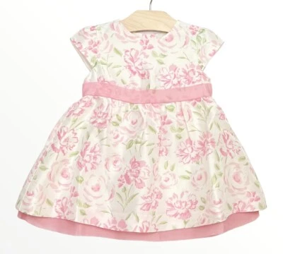 Janie and Jack 100% Silk Ivory Pink Baby Girls Dress Size 12-18M Brand New w/Tag - Image 1 of 2