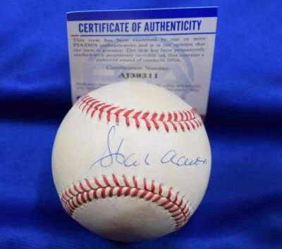 Hank Aaron PSA DNA Coa Autograph National League ONL Signed Baseball Braves - Image 1 of 2
