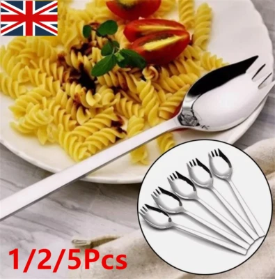 1/2/5X Stainless Steel Spork Spoon Fork Cutlery Utensil Combo Outdoor Tableware - Image 1 of 4