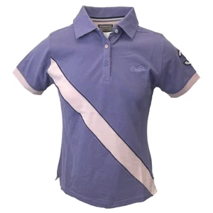Hazy Blue Women Ladies Carly Equestrian Stripe Polo Shirt PK Short Sleeve 8-20 - Picture 1 of 3