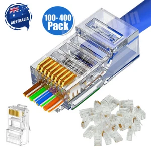 400 Cat6 RJ45 Pass Through Ends Connector Modular Plug Network Ethernet Cable - Picture 1 of 14