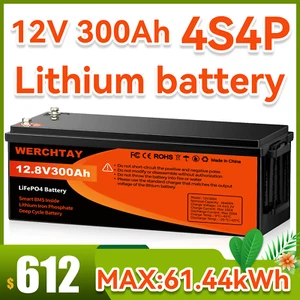12V 300Ah LiFePO4 Lithium Iron Phosphate Battery BMS Solar Boat Marine Camping - Picture 1 of 13