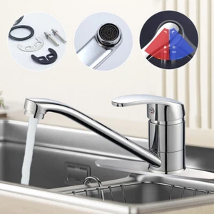 Kitchen Sink Faucet Stainless steel Bathroom Single Handle Sprayer Swivel Mixer - Picture 1 of 14