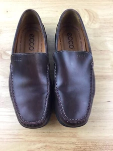 Ecco 590 Mens Slip On Brown Leather Loafer Moccasins Size US 7.5 Wide EU 40 - Picture 1 of 6