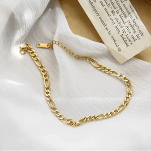 Luxury 18K Gold Plated Figaro Dainty Chain Anklet Bold Foot, Minimalist & Trendy - Picture 1 of 6