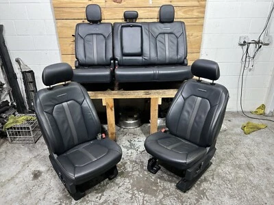 OEM 2017-2022 F250 F350 F450 F550 PLATINUM BLACK LEATHER FRONT REAR SEATS SET - Image 1 of 4