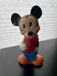 Vintage 70s Disney Mickey Mouse Rubber Plastic Piggy Bank 12" Illco Toy Co  - Picture 1 of 4