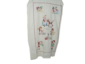 Vintage Handmade Cross-Stitch Runner Towel Blanket Kids Holiday Babys Room 56x34 - Picture 1 of 11