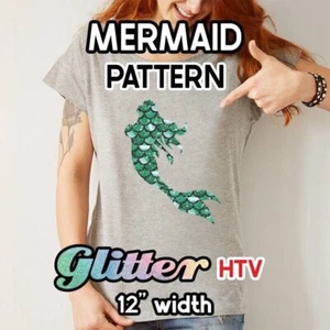 Mermaid / Wave / Shell Glitter Patterned HTV 12" ROLL **FREE SHIPPING** - Picture 1 of 25