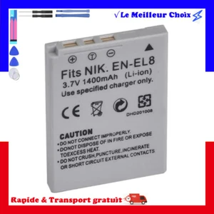 Batterie 1400mAh type EN-EL8 ENEL8 Pour Nikon COOLPIX P1 P2 L1 L2 S1 S2 S3 S4 S5 - Foto 1 di 7
