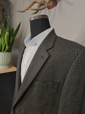 🇺🇲 Abrigo deportivo de lana de dos botones de colección Chaps para hombre 44 R pata de gallo topo Foto 1 de 4