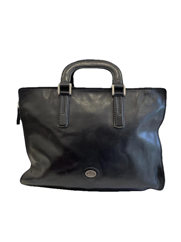 Bolso de Mano Maletín de Cuero Genuino AS# The Bridge Negro Hecho a Mano Tamaño para Laptop Foto 1 de 4