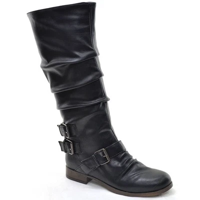 Mujeres Material Niña Carrera Hebilla Rodilla Botas 6.5 M Negro Moda Cremallera Zapatos Nuevos Foto 1 de 3