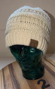 NWOT CC BEIGE ACRYLIC CABLE KNIT BEANIE, OSFM, VGC. #2 - Picture 1 of 3