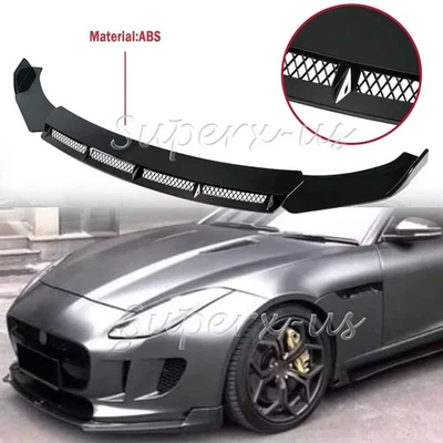 For Jaguar F-Type F-Pace 3PCS Front Bumper Chin Lip Splitter Spoiler Gloss Black Foto 1 de 4